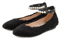 Lascana Ballerina's Pantoffels in vacht-look met kralen en afneembare band, veganistisch