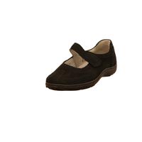 Waldläufer Slipper, Nubukleder, Ledersohle, für Damen, schwarz