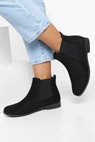Boohoo Brede Platte Nep SuÃ¨de Chelsea Boots, Zwart
