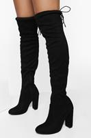 Boohoo Overknee Laarzen Met Blokhakken, Black