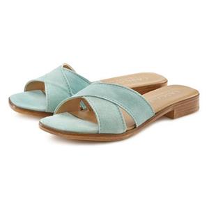Lascana Slippers Mule, sandaal, open schoen van leer met zachte kruisbanden