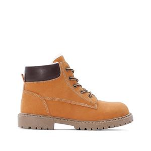 Gevoerde bottines met veters en rits