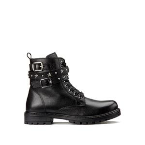 Hoge bottines in leer met veters, rockers look