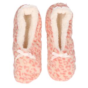Pantervlekken/luipaardvlekken ballerinas pantoffels/sloffen roze voor dames