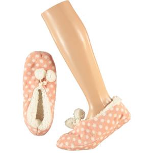 Roze ballerina dames pantoffels/sloffen met stippenprint