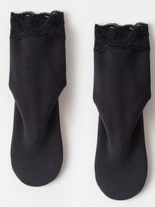 German Velvet Lace Edge Thickened Plus Velvet Warm Pile Socks Home Floor Medium Tube Socks Ankle Boots