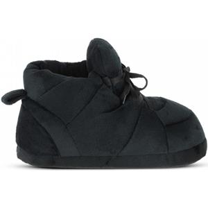 Warme sneaker slofjes/pantoffeltjes zwart met zwarte veters voor dames