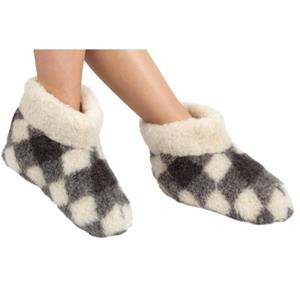 Woolwarmers Wollen slofjes/pantoffeltjes geblokt -