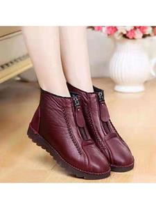 Genuine Soft Leather Boots Fleece Thick Sole Warm Flat Snow Ankle Boots