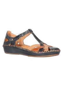 Goldner Fashion Sandalen met verstelbare klittenband - marine / cognac 