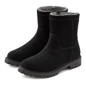 Lascana Laarzen Boots winterlaarzen van leer met een warme voering en profielzool