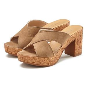 LASCANA Pantolette, aus Leder mit Blockabsatz