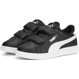 PUMA Smash 3.0 leren V sneakers, Zwart/Wit, Maat 28