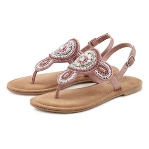 Lascana Teenslippers Sandalen met een luxueuze garnering en zachte leren binnenzool