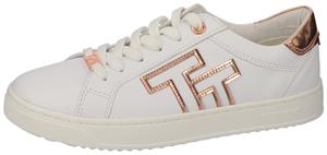 Tom Tailor Plateausneakers Contrastafwerking in metalliclook, vrijetijdsschoen, lage schoen, veterschoen