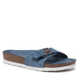 Pantoletten Tommy Hilfiger - Th Mule Sandal Suede FW0FW07071 Blue Coast DBX