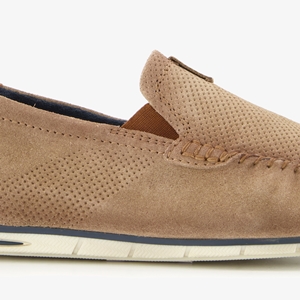 suede heren instappers met perforaties