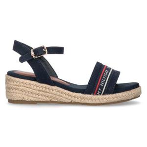 Tommy Hilfiger Keilsandalette "ROPE WEDGE SANDAL BLUE", mit Logonband aus Textil