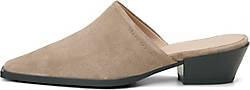 Marc O'Polo, Smarter Sabot Aus Edlem Velours-Rindsleder in mittelbraun, Sandalen für Damen