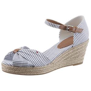 Tommy Hilfiger Keilsandalette HIGH WEDGE SEERSUCKER, mit gestickter Logoflagge