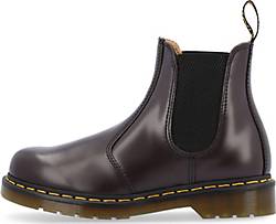 Dr. Martens 2976 Yellow Stitch Smooth Leren Chelsea Schoenen in Rood/Paars