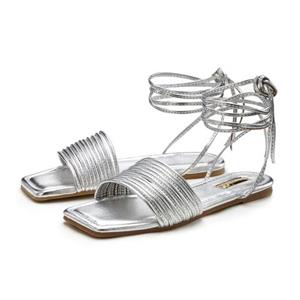 Lascana Sandalen Sandalette, zomerschoen, vetersluiting, glanzend, gladiatoren stijl VEGAN