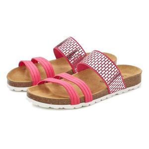 Lascana Slippers met kurken voetbed en elastische riempjes