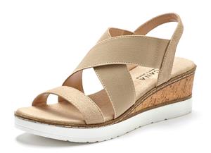 LASCANA Sandalette, mit Keilabsatz und elastischen Riemen VEGAN