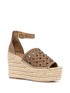 Tory Burch Basketweave espadrilles met sleehak - Bruin