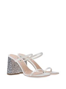 Miu Miu Muiltjes met glitter - Wit