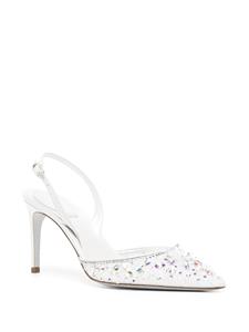 René Caovilla Slingback pumps verfraaid met kant - Wit