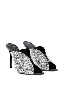 Giuseppe Zanotti Intrigo muiltjes met kristal - Zwart