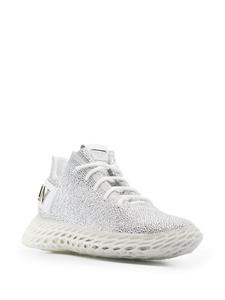 Philipp Plein Skeleton Runner verfraaide sneakers - Zilver