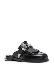 Toga Pulla Muiltjes met franje afwerking - BLACK HARD LEATHER