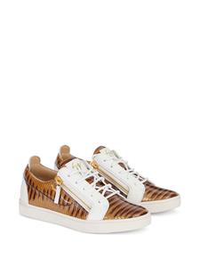 giuseppezanotti Giuseppe Zanotti Gail sneakers met slangenleer-effect - Bruin