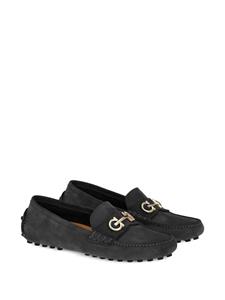 Ferragamo Gancini suède loafers - Zwart