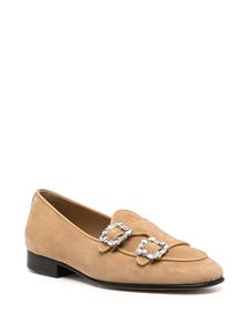 Edhen Milano Loafers met kristallen gesp - Bruin