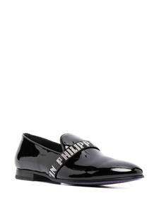 Philipp Plein Slippers verfraaid met logo - Zwart