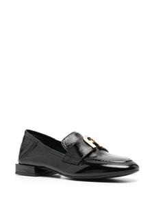 Furla logo-buckle leather loafers - Zwart