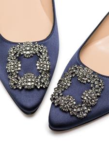 Manolo Blahnik Ballerina's met verfraaide gesp - Blauw