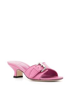 BY FAR Elton 55mm crocodile-embossed leather mules - Roze