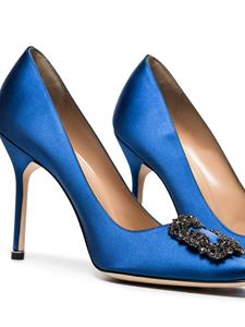 Manolo Blahnik royal blue Hangisi 105 satin pumps - Blauw