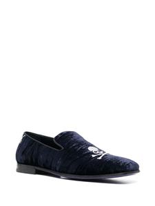 Philipp Plein Skull Bones fluwelen loafers - Blauw