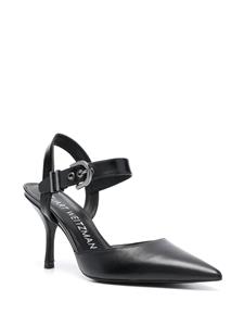 Stuart Weitzman 85mm pointed-toe leather pumps - Zwart