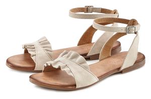 Lascana Sandalen Zomerschoen Sandalette, zomerschoen van hoogwaardig leer met kleine ruches