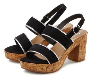 Lascana Sandalette, aus hochwertigem Leder mit Korkfußbett und Blockabsatz