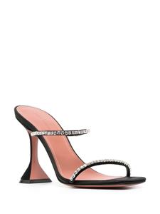 Amina Muaddi Gilda 95mm iridescent-glitter mules - Zwart
