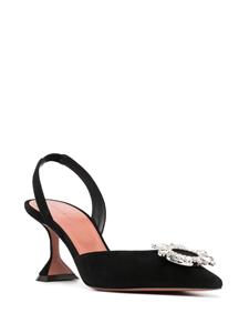 Amina Muaddi Begum 85mm crystal satin pumps - Zwart