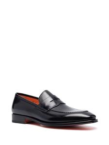 Santoni leather penny loafers - Zwart