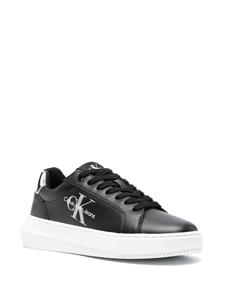 Calvin Klein Jeans logo-print leather sneakers - Zwart